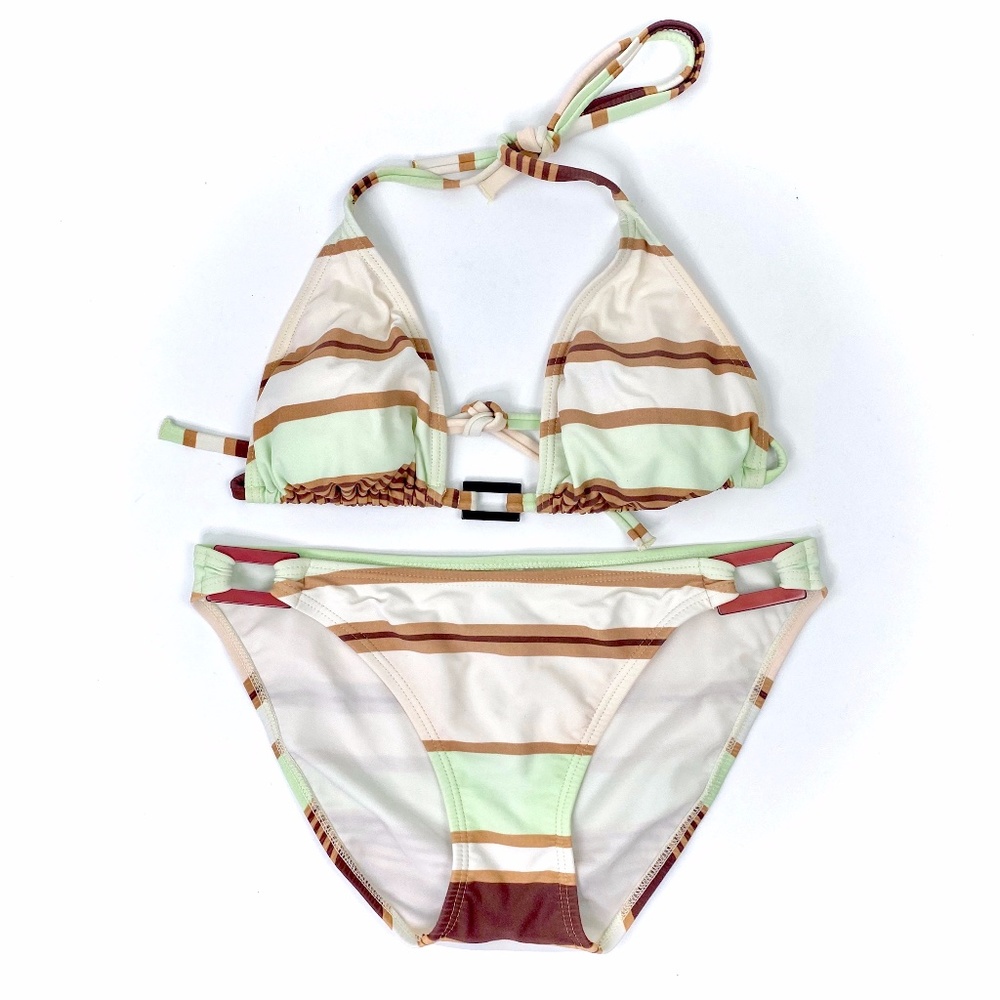 Liquid Blue stripped earth tone bikini